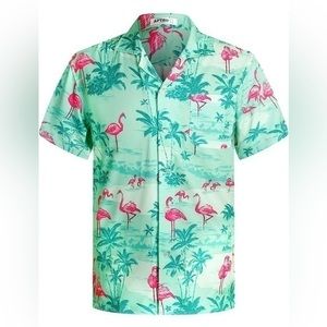 NWT Men's Hawaiian Shirt 4 Way Stretch Beach Tropical Shirt